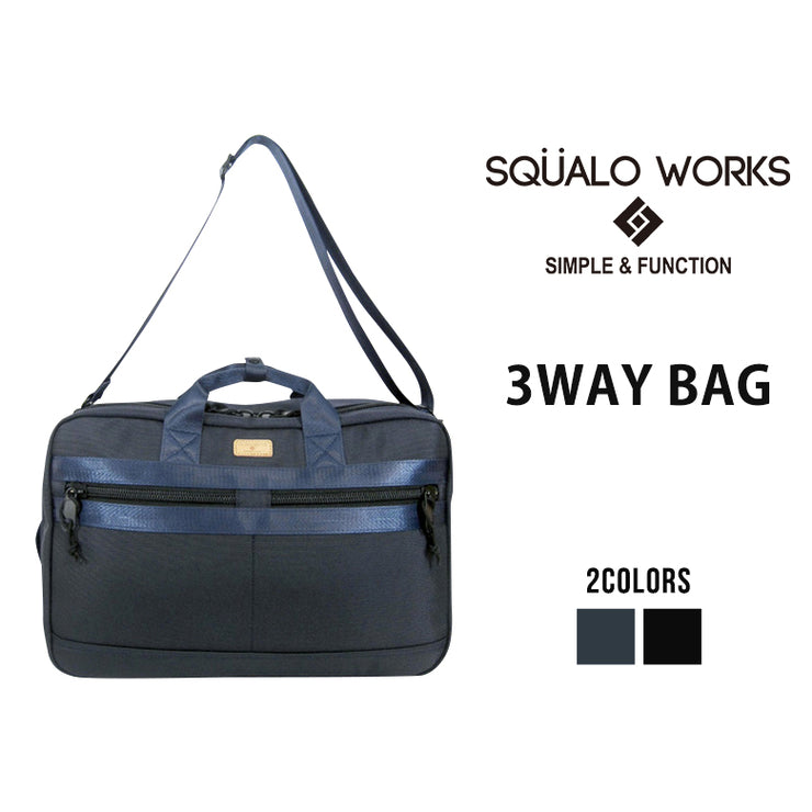 SQUALO WORKS スクアーロ ワークス 3WAY BAG スクアーロワークス リュックサック ビジネスバッグ ショルダーバッグ A4 SW-BL01-006