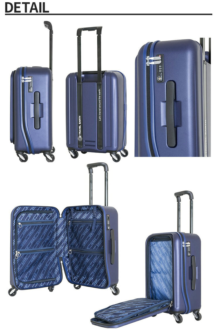 トラベルアース キャリーケース TRAVEL EARTH スーツケース ハードファスナー TSAロック南京錠 軽量 35L 2泊 3泊 49cm te-0720-49